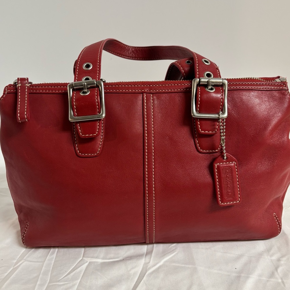 Vintage Coach Red Legacy Soho Leather Shoulder Bag
